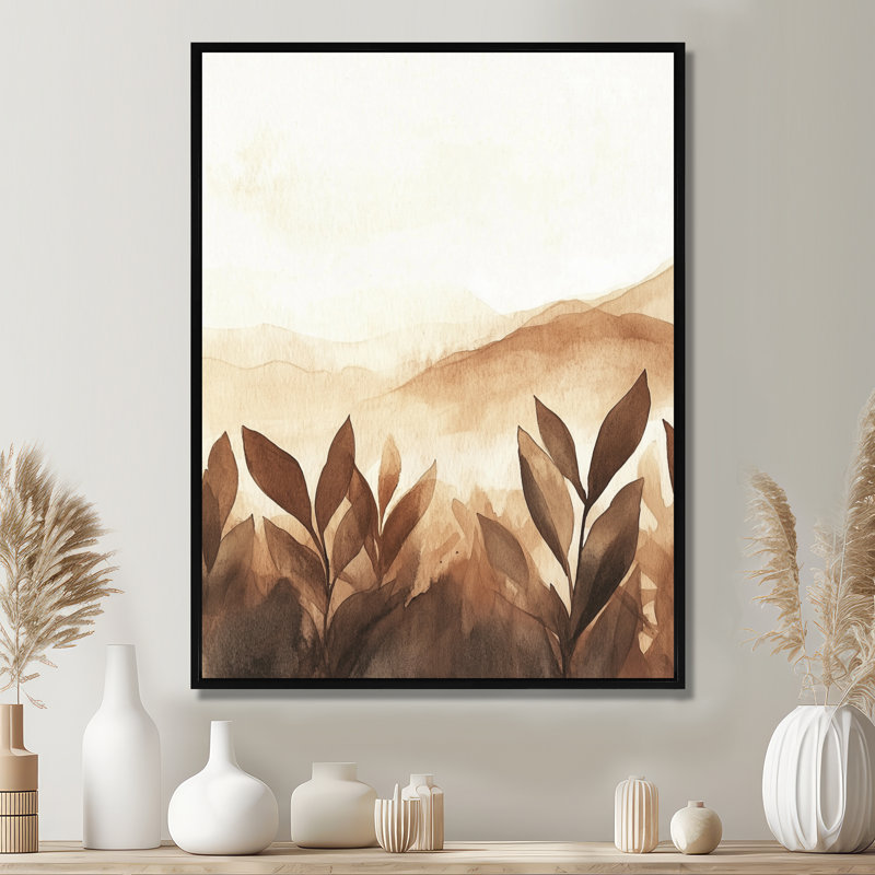 «Earth Horizon Flora I - Brown Foliage», reproduction d'art murale, H 40 po x l 30 po, Cadre flottant noir