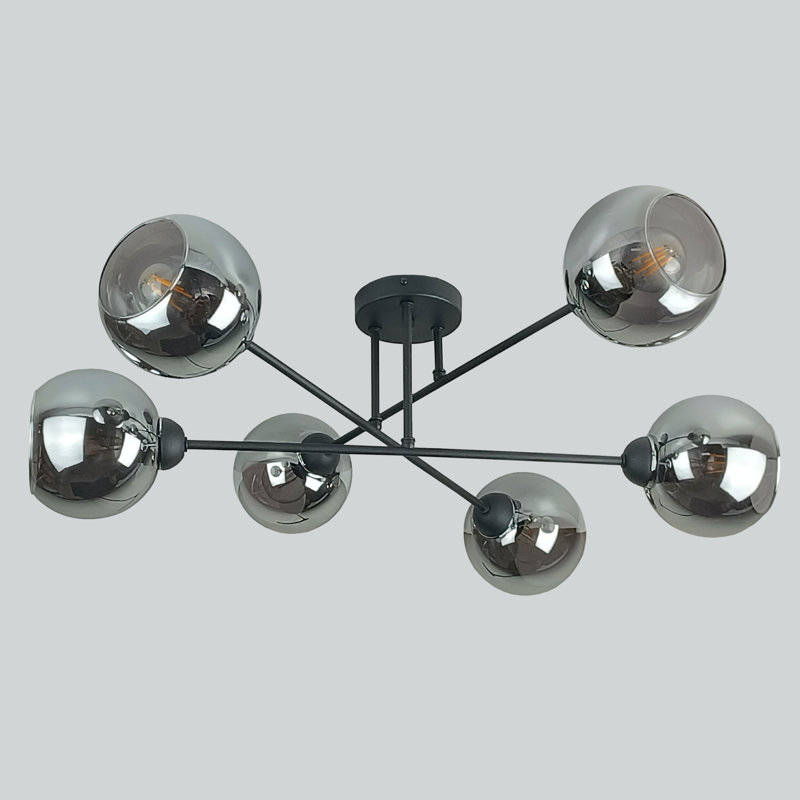 Odilon Glass Semi Flush Mount, Smoky