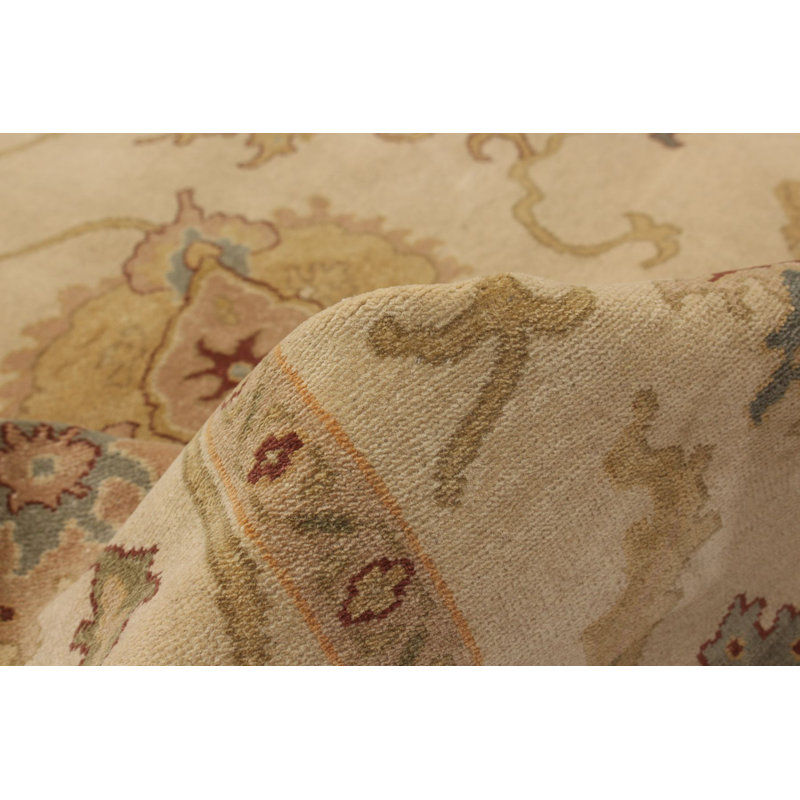 Tapis unique en laine noué à la main style Oushak des années 2010 de 8 pi 5 po x 10 pi 1 po beige Mangassa