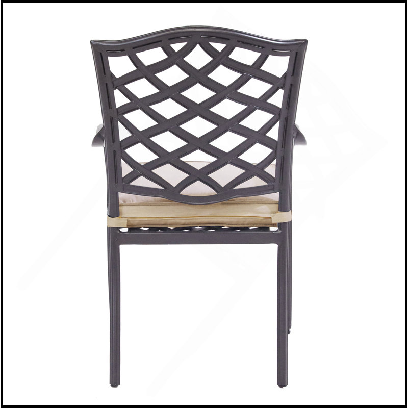 Chaise de salle à manger en fonte d'aluminium avec coussin, ensemble de 2