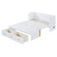 Lit escamotable double avec port USB et grand tiroir, blanc