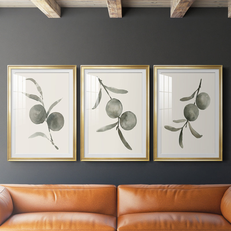 Twilight Oranges II - ensemble de 3 reproductions de cadres photo, Cadre doré, H 61 po x l 42,5 po x P 2,5 po