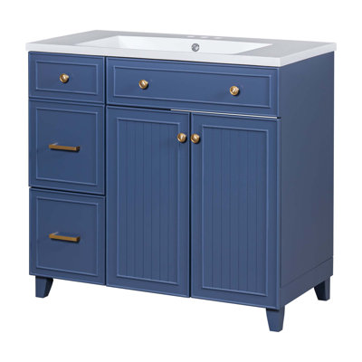 Meuble-lavabo de 36 pouces de style transitionnel avec lavabo en résine