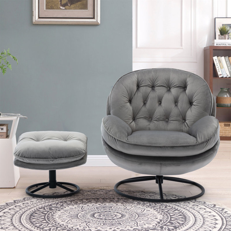 Méridienne pivotante avec repose-pieds 31,73 pouces, Velours gris velours