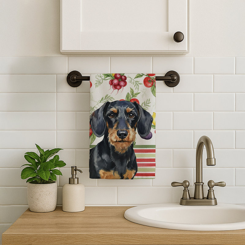 Serviette de cuisine Wirehaired, Wirehaired Black/Tan Dachshund