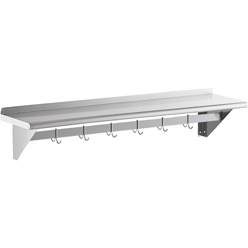 Stainles Steel Rectangle Wall Mounted Pot Rack, 11" H x 48" W x 12" D