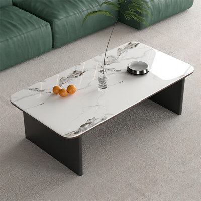 Table basse rectangulaire en bois massif fritté noir