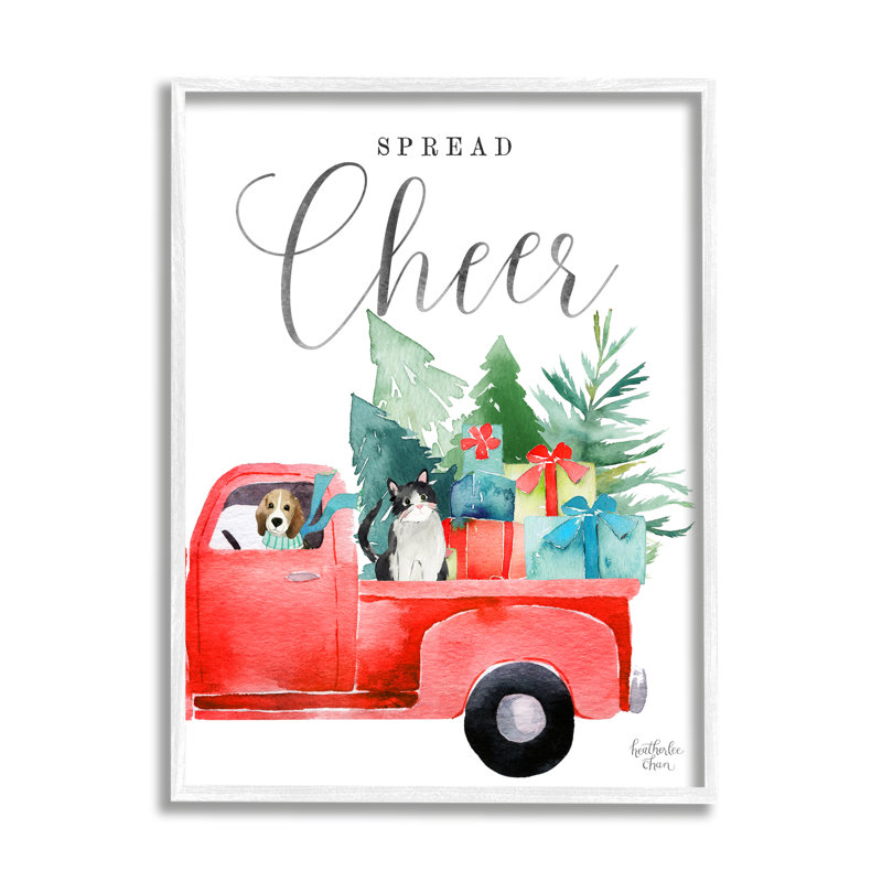 Répartissons la joie avec Truckoad, H 30 po x l 24 po x P 1,5 po, Giclée encadrée blanc bord de mer