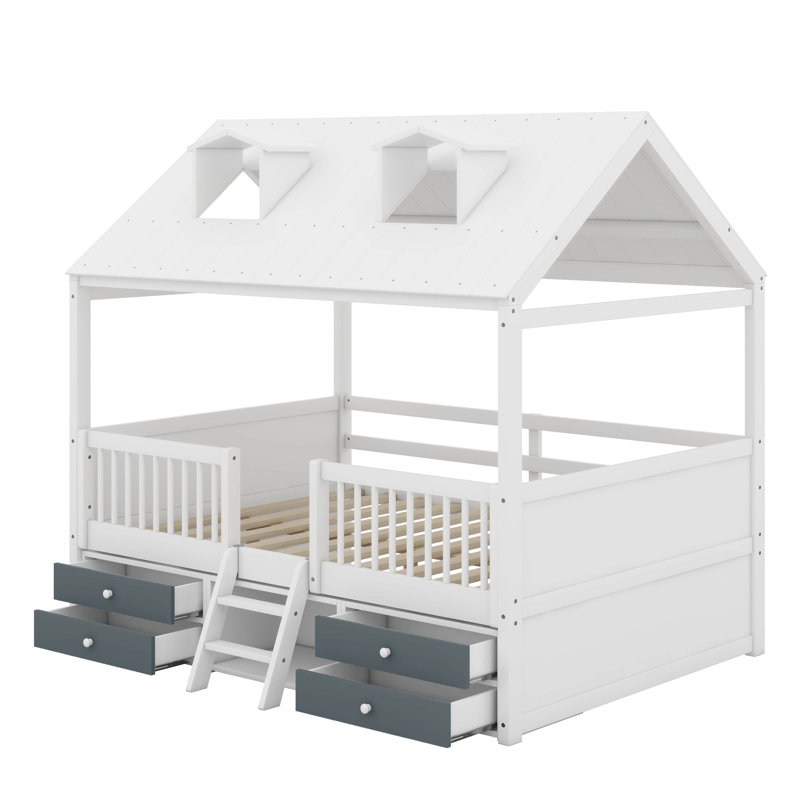Lit en bois, Lit double, Blanc