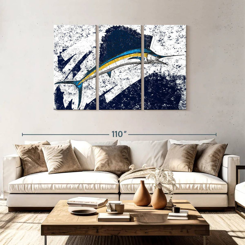 Grunge Style Sailfish, 48" H x 74" W