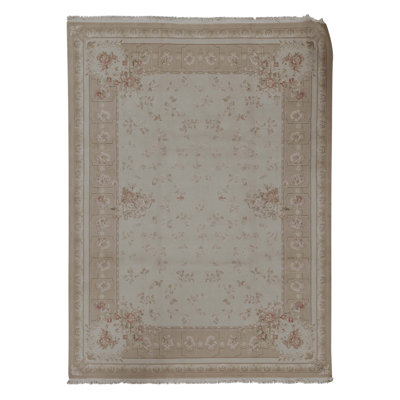 High-Quality Hand-Knotted Beige Area Rug