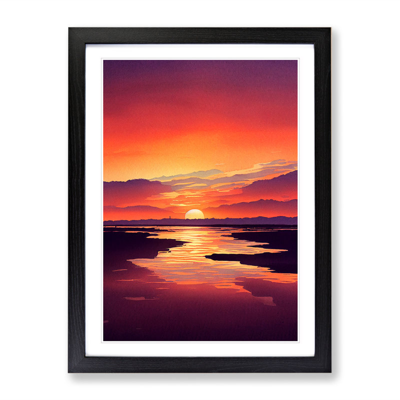 Alluring Sunset - Wall Art, Black Picture Frame, 66cm H x 48cm W, White