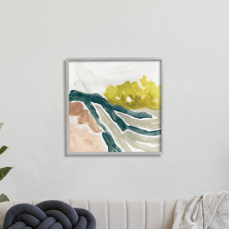 Rivière, ruisseau, courant, doux, abstrait, nature, paysage, Giclée encadrée noir minuit, H 24 po x l 24 po