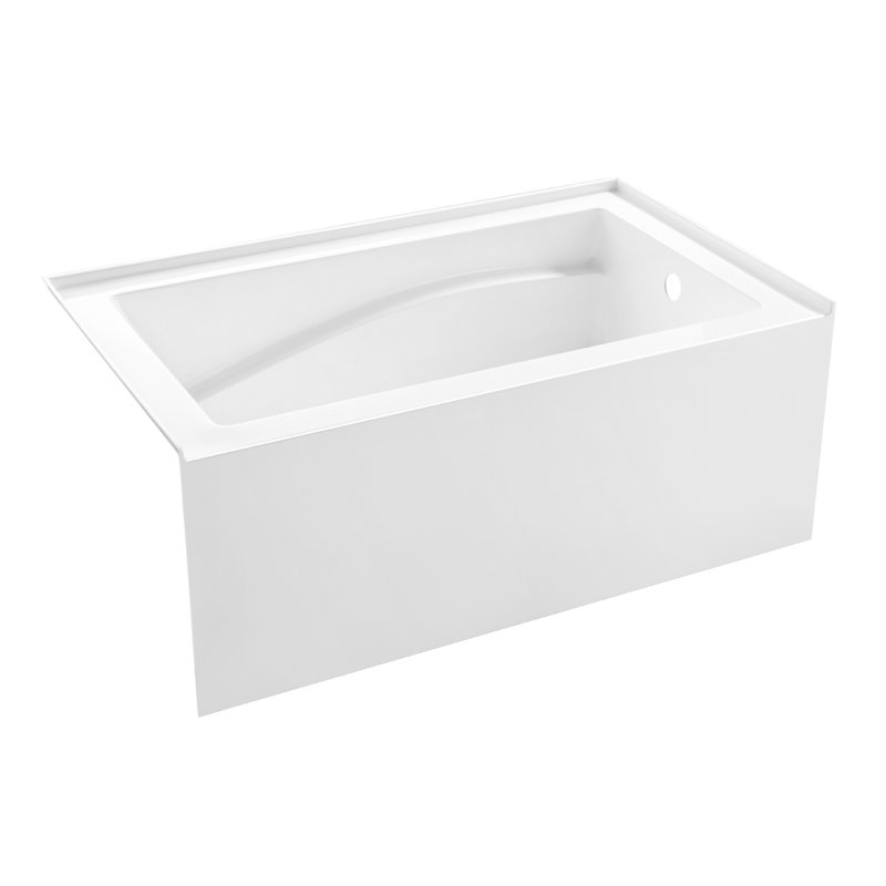 Kingston Brass Aqua Eden 54-Inch Acrylic Rectangular 3-Wall Alcove Tub, Hand Drain and Anti-Skid Surface, Right