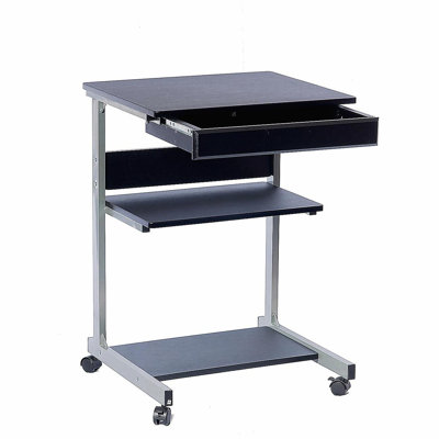 Graphite gray rolling laptop tray with storage
