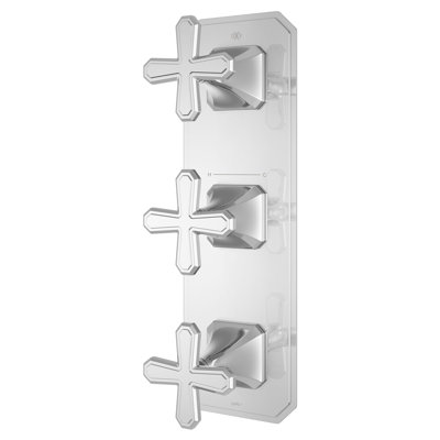 Belshire Three-Handle Thermostatic Valve Trim With Cross Handles