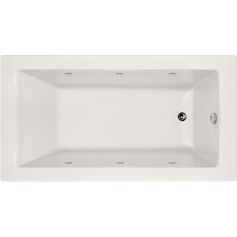 Sydney 60" x 30" Alcove Soaking Acrylic Bathtub, White, Right, Satin Nickel
