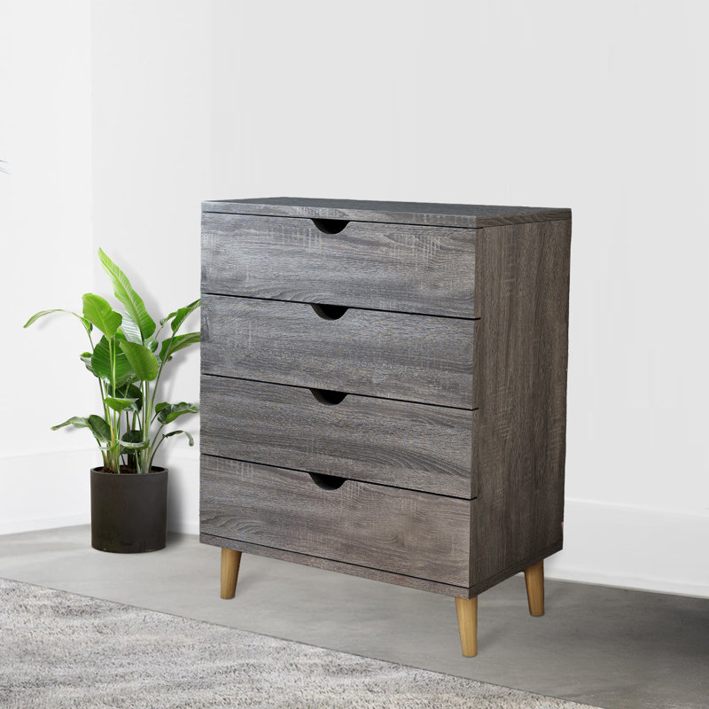 Commode contemporaine à 4 tiroirs en bois gris vieilli