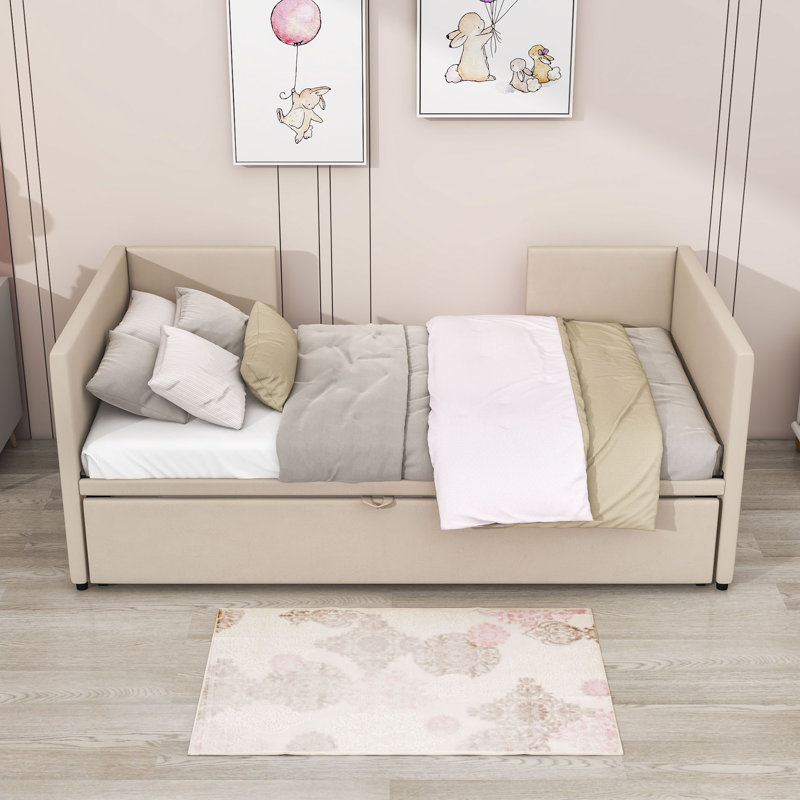 Lit de jour simple rembourré Annaclara, Beige