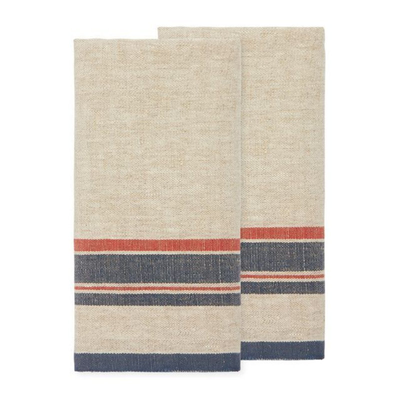 Antibes Tea Towels, Natural/Red