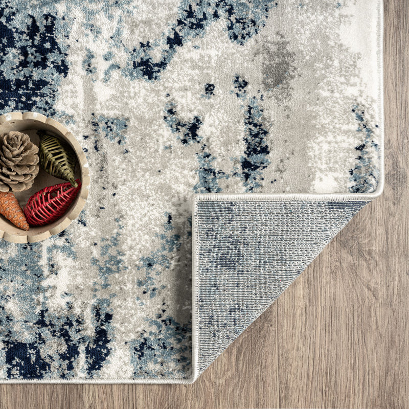 Doland Area Rug Ivory Blue, Rectangle 6' x 9'