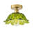 1-Green dimmable flower shaped glass ceiling light