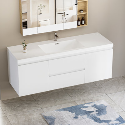 Meuble-lavabo flottant avec lavabo et meuble-lavabo