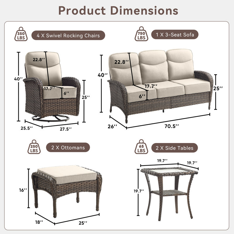 Canapé modulaire d'extérieur 9 pièces 9 pièces, Beige