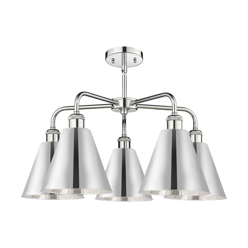 Lustre en cône à 5 lumières Allare Cone, Chrome poli