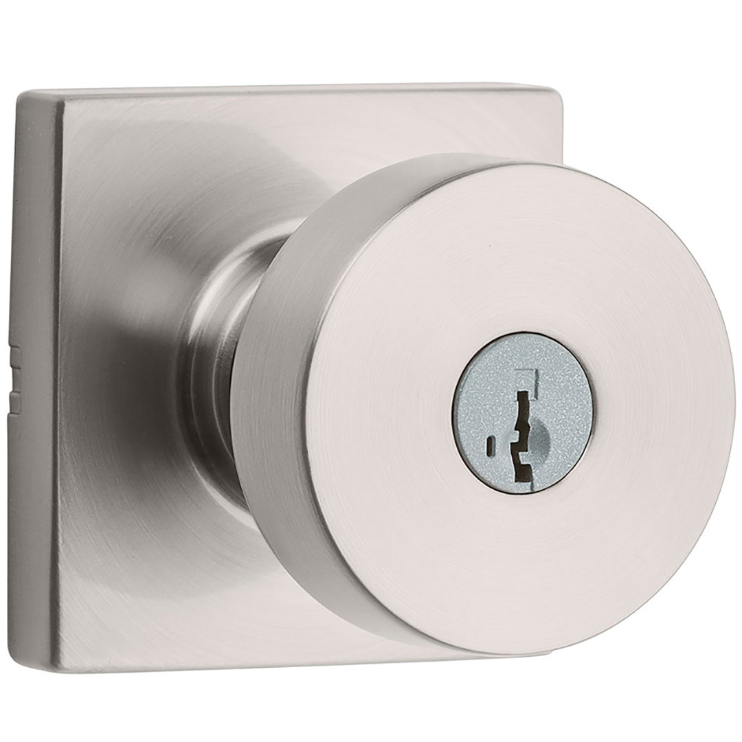 Pismo Keyed Door Knob with Square Rosette and Smartkey Kwikset 