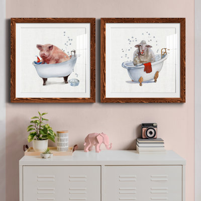Farm Tub Pig - ensemble de 2 peintures