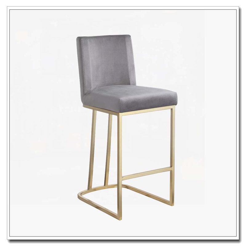 Tabouret 26 "à hauteur de comptoir avec dossier, Gris