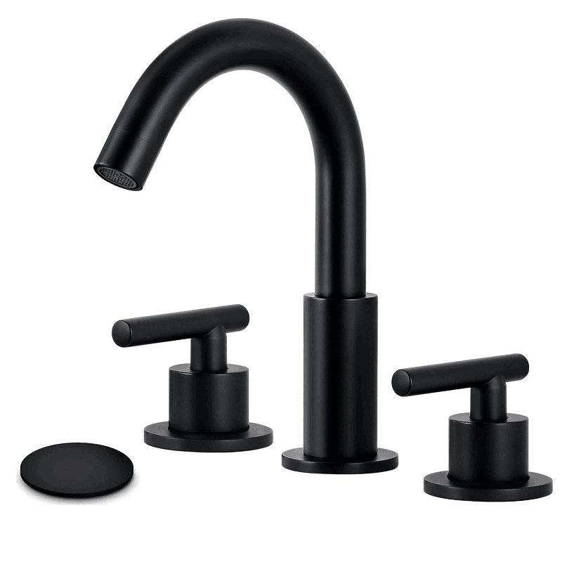 Robinet de salle de bain espacé 8 po à 3 trous noir mat, Black