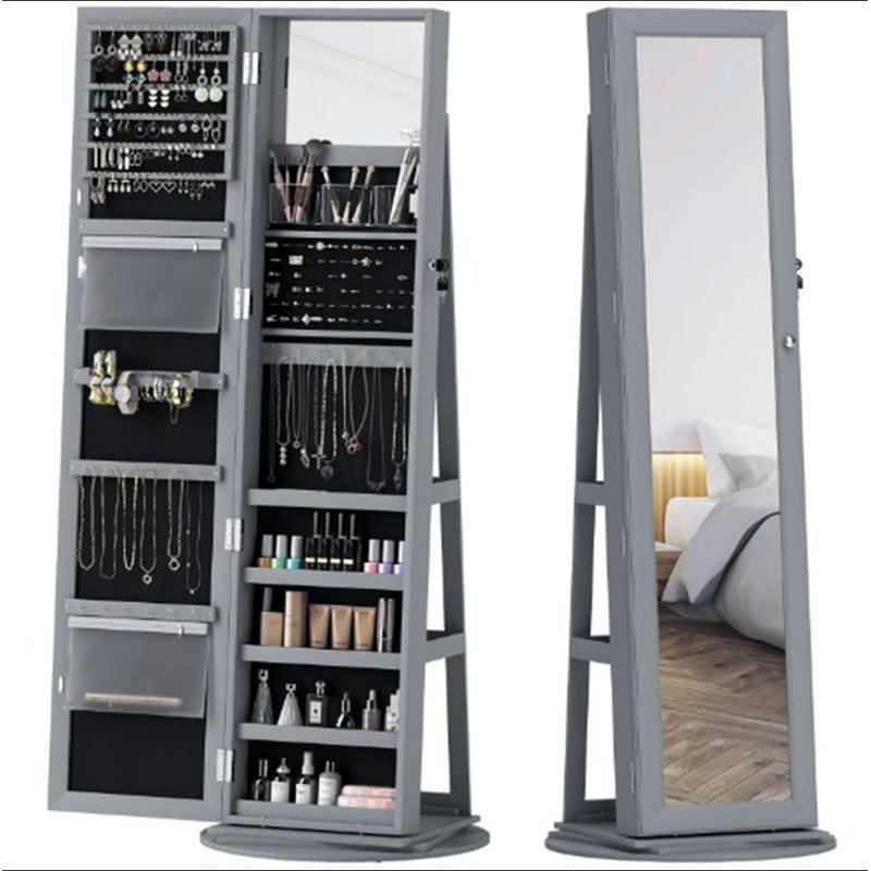 Miroir robuste, miroir pivotant sur 360 °, avec tablettes de rangement