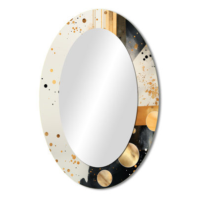 Gold And Grey Sunset Collage II - Gray Modern Oval Wall Mirror