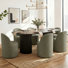 6 - Person Modern Organic Dining Table Sets With 79" Oval Dining Table & 6 Rolling Barrel Chair