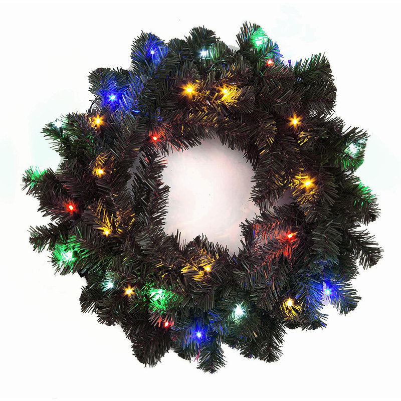 Faux Lighted PVC 21.65cm Christmas Wreath, Multicolour