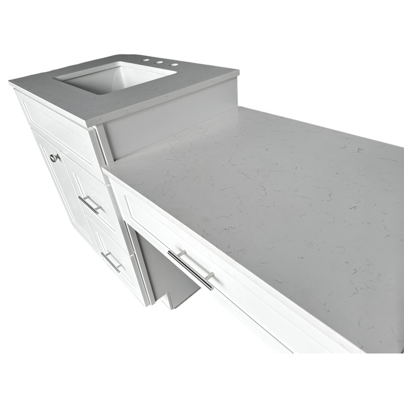 91'' Double Bathroom Vanity with Quartz Top, White