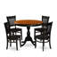 Ensemble de table de salle à manger 5 pièces comprenant une table de cuisine et 4 chaises de style Mid-Century avec dossier à lattes - Finition noire-1049015690-1049015694-1049015693