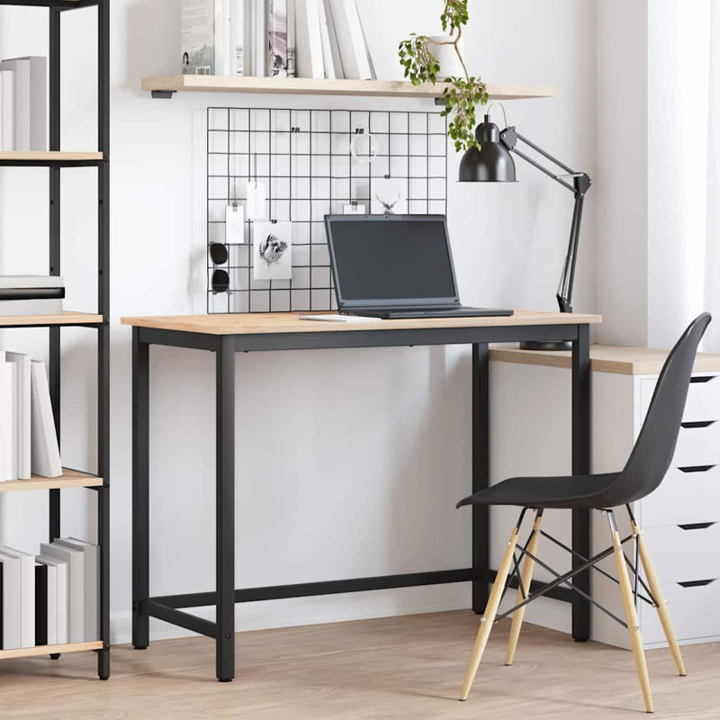 Metal Base Writing Desk, Natural