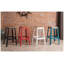Tabouret de bar décontracté bleu sarcelle avec assise carrée en bois et structure en métal