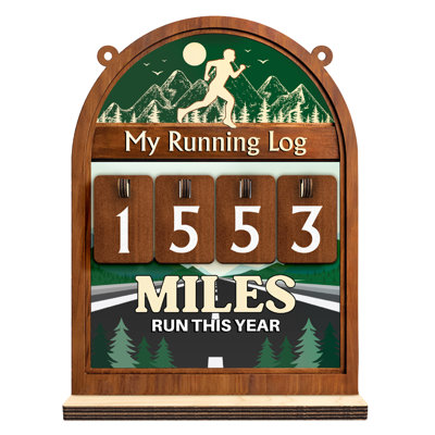 7" Green Miles Running This Year Tracker Sign Runner Gifts for Men, My Running Log Counter, Motivational Running Accessories FF847-GREEN