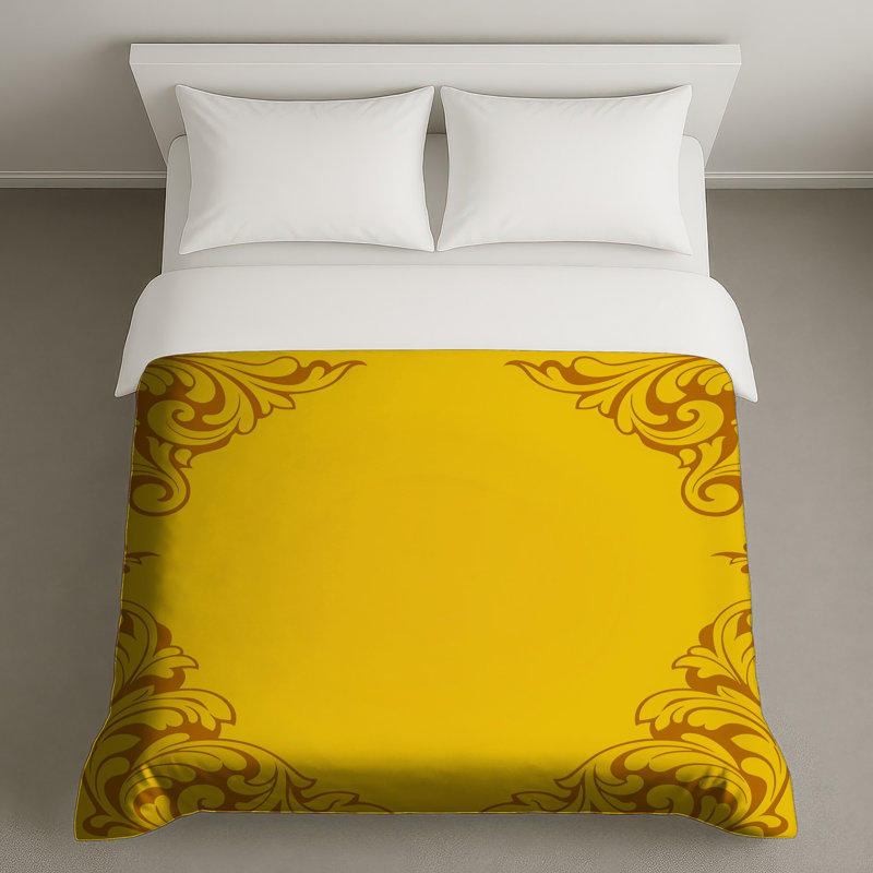 Housses de couette jaunes ornées d'angle, King