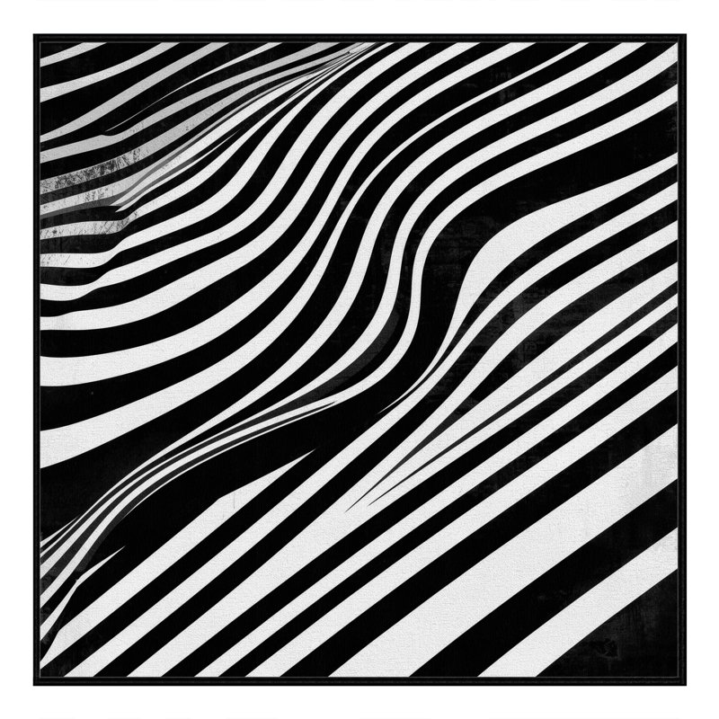 Machine Washable Peoro Sleek & Chic Modern Geometric Rug in Green – Black Binding, 4' Square