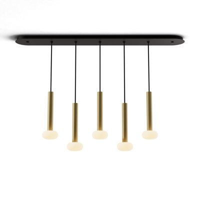 Combi Pendant 6" Linear 3 Combo with Matte Black Canopy, Glass Ball