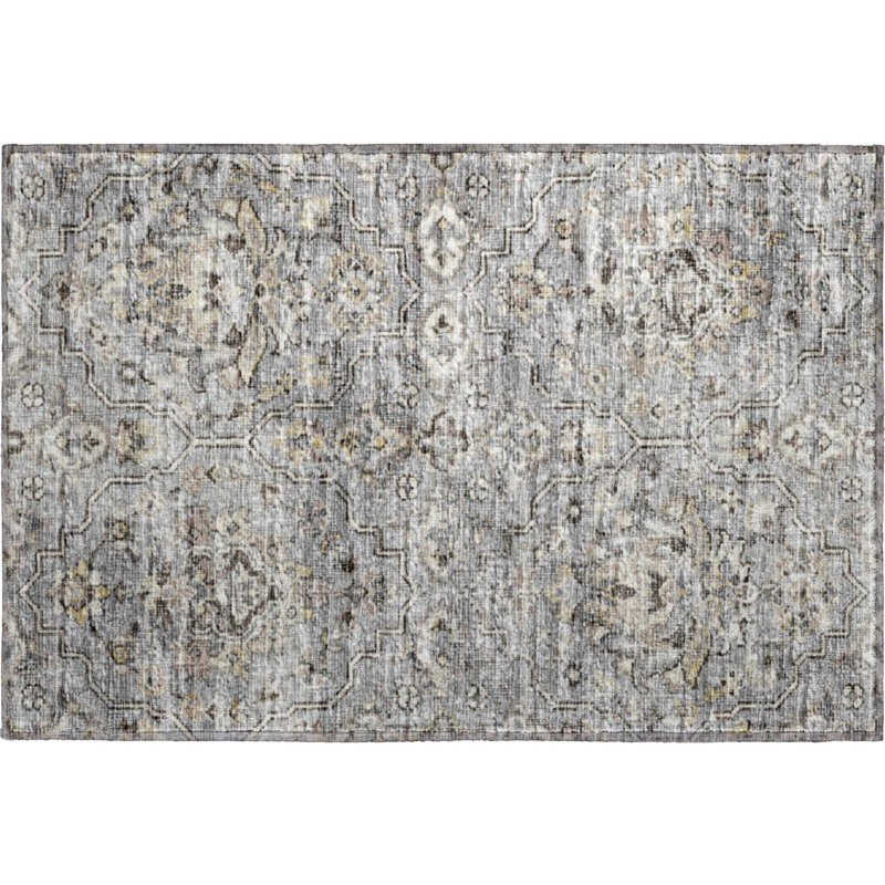 Premium Machine Washable Alliah AMF94 Ash Rug, Rectangle 1'8" x 2'6"