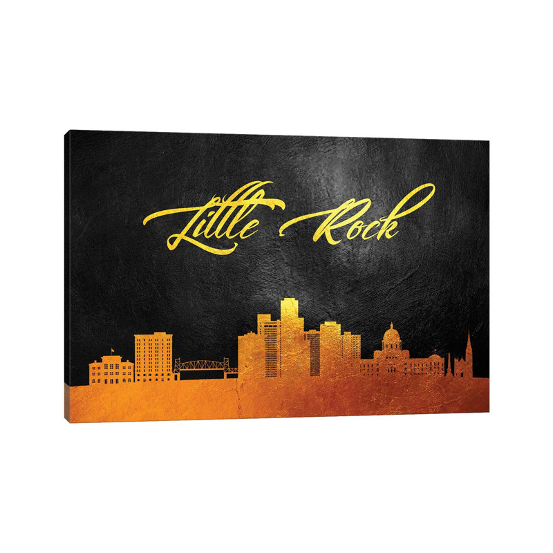 Little Rock Arkansas Gold Skyline by Adrian Baldovino - Wrapped Canvas Print, 66.04 cm H x 45.72 cm W x 1.91 cm D