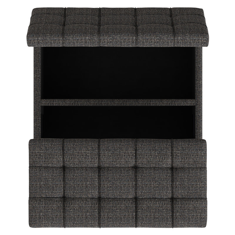 Ebony Tweed Tufted Square Storage Ottoman Coffee Table