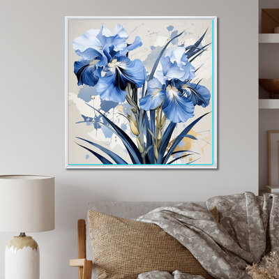 Minimalisme, jardin bleu et blanc d'Iris I sur toile