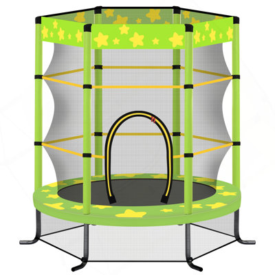 Trampoline pour enfants de 55 pouces avec filet de sécurité, trampoline d'intérieur pour enfants de 4,5 pi (vert)